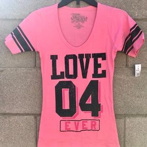 💕 LOVE 04 EVER...Pink Scoop Neck T-Shirt